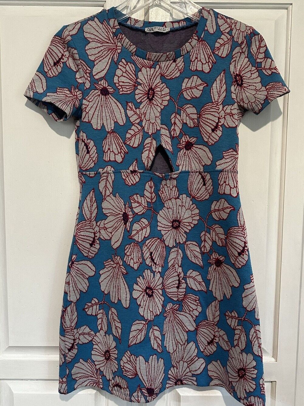 Zara Mini Key Hole Dress Floral Retro Size Small Barbie Mini